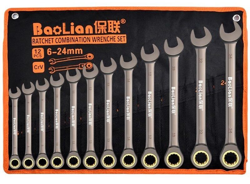 10pcs 8-24mm Wrench Spanner Set Ratchet Combination